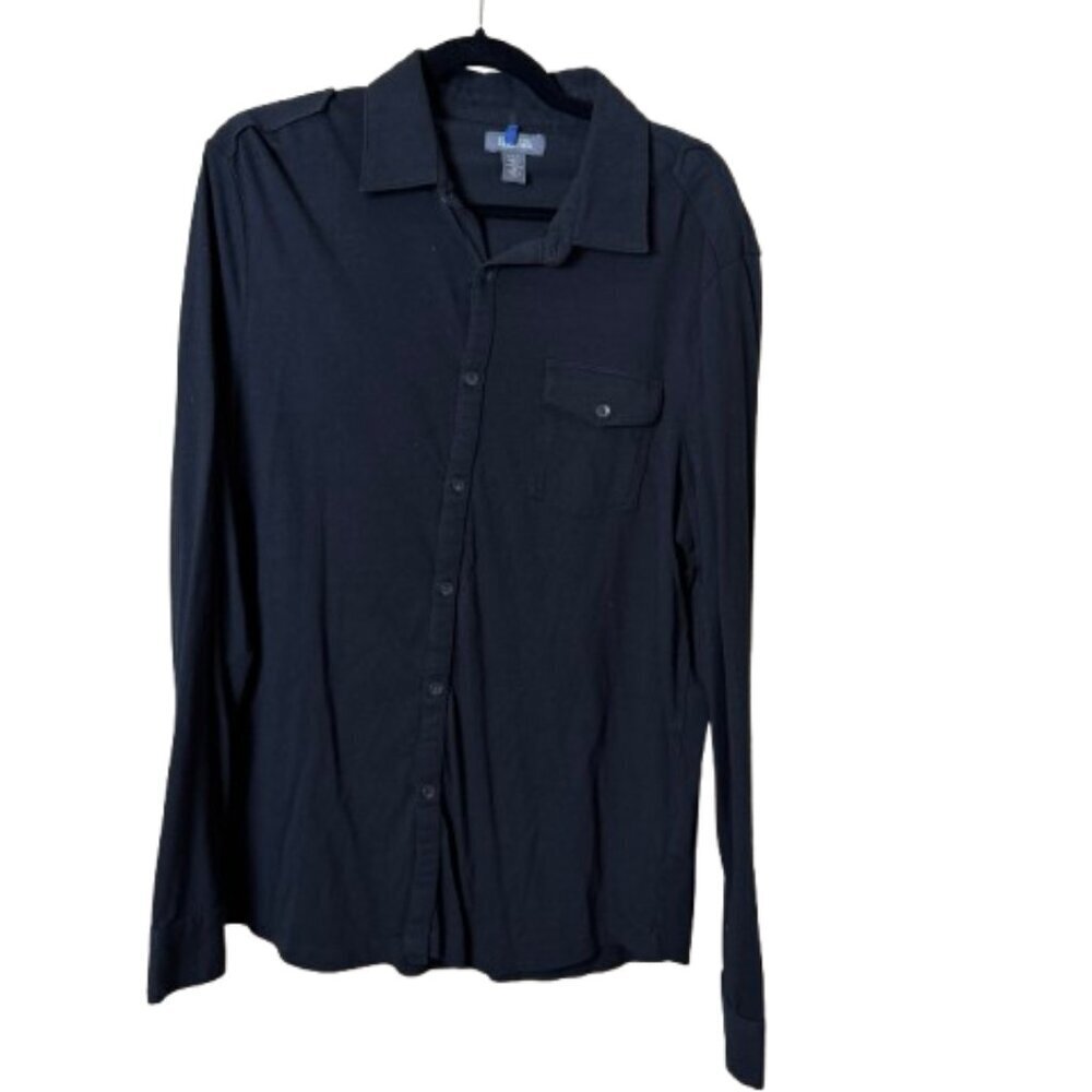 Kenneth Cole Reaction Super Soft Black Button Down Long Sleeve Shirt Size Large